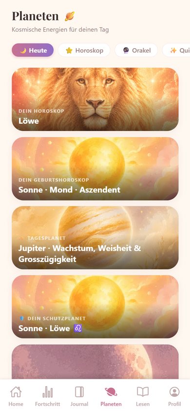 Planeten-Screen der Saturnplaner-App